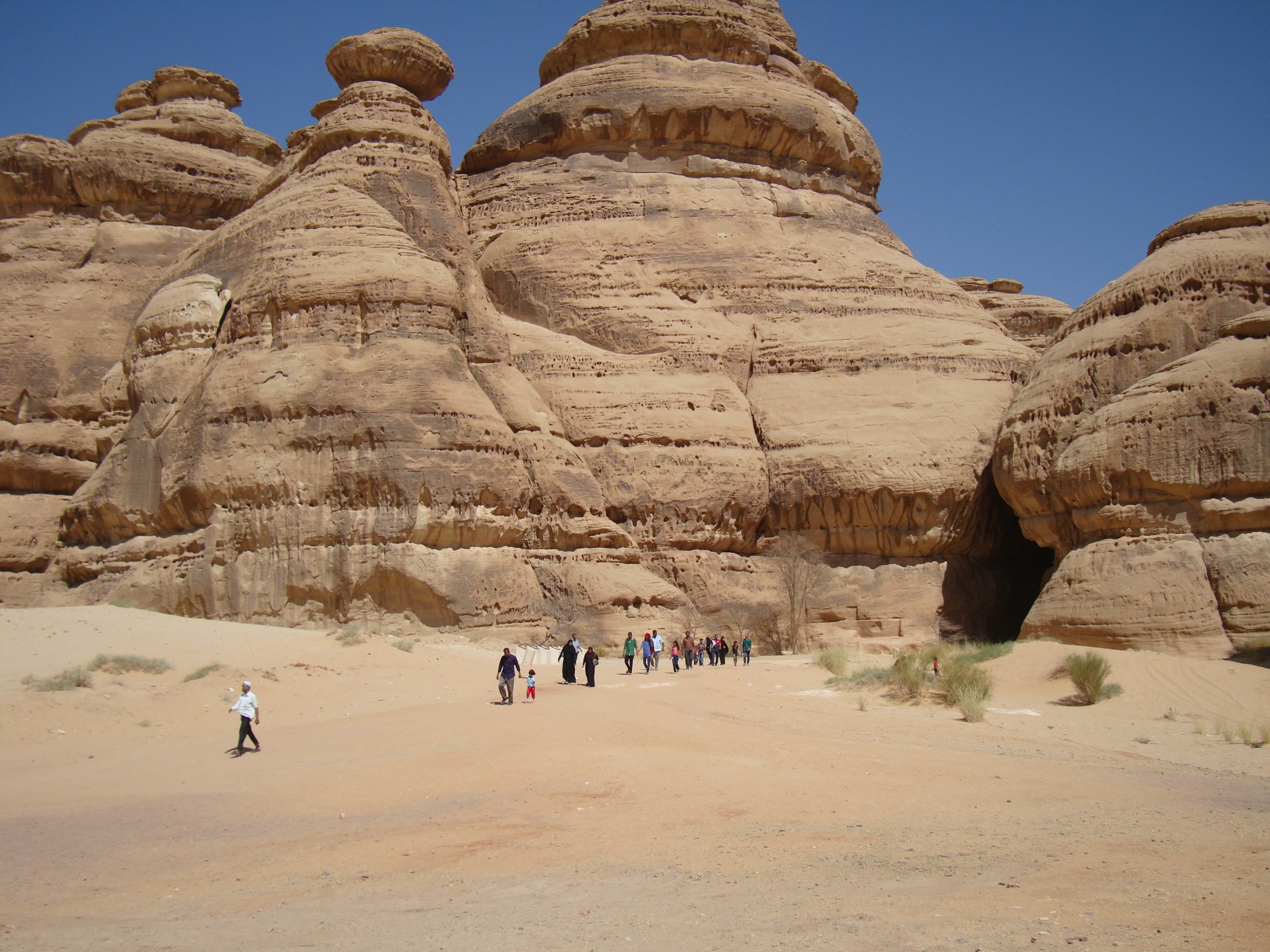 A Nabataean tomb carved into a sandstone outcrop at Hegra, AlUla